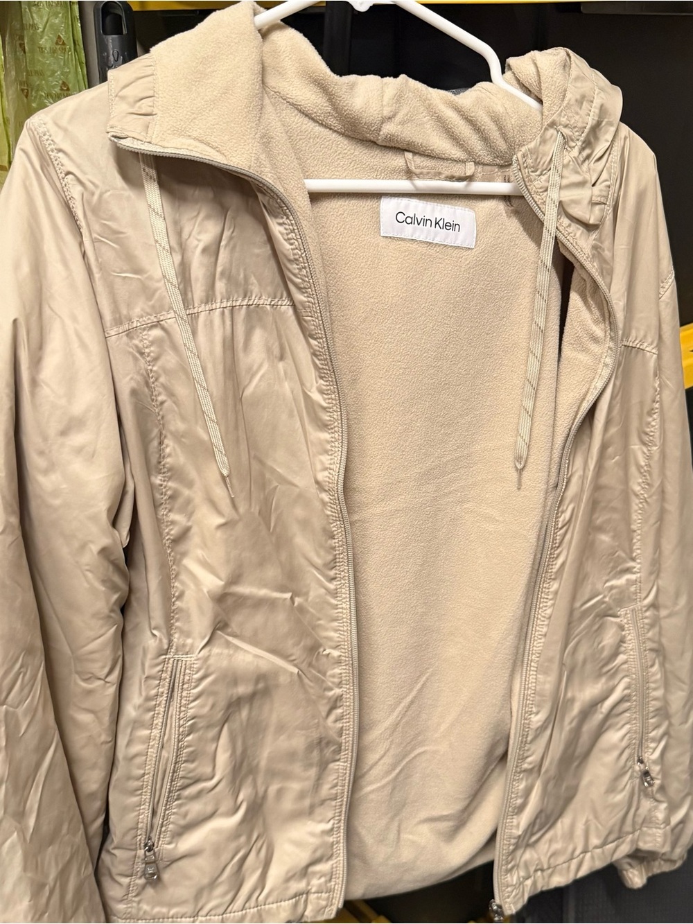 Calvin Klein Light Beige Hooded Bomber Jacket